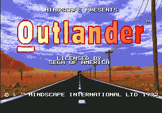 Outlander title screen for Sega Genesis